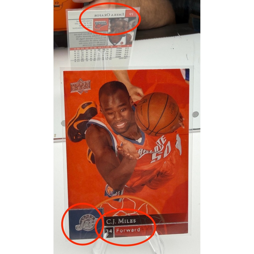2009-10 Upper Deck Basketball Emeka Okafor C.J. Miles Error Card Misprint Rare